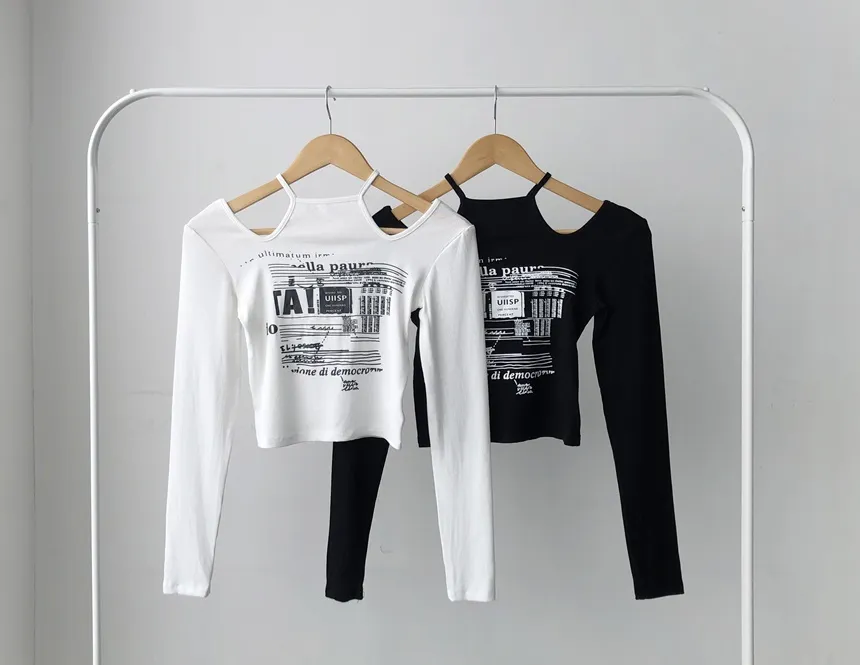 チョーカーネックカットアウトプリントTシャツ | lilisense | 詳細画像19