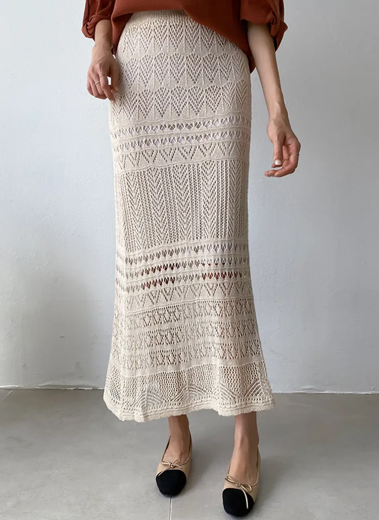 レース編みニットスカート | レディースファッション通販 - DHOLIC 