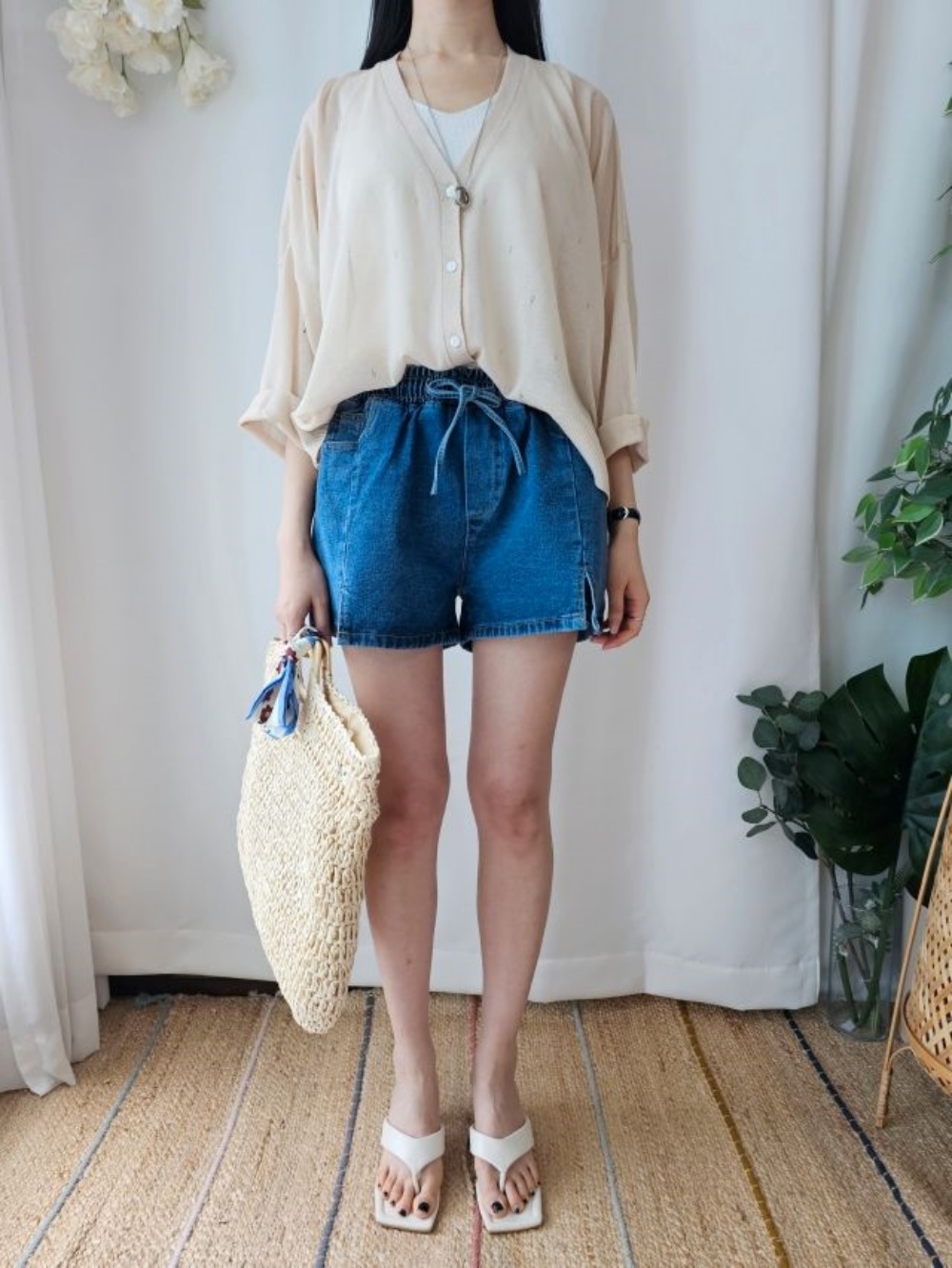 【d.i.a.】デニムショートパンツ フリンジ付き/GAL フリンジショートパンツ デニム ショーパン[品番：NETW0000665