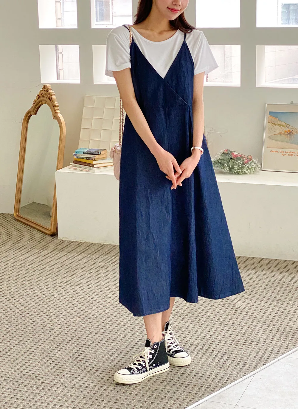 カシュクールデニムキャミワンピース | レディースファッション通販 