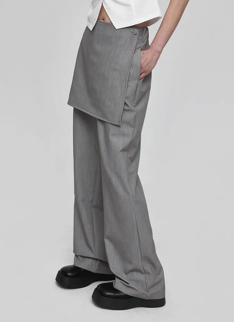 ann demeulemeester ラップスカート レザー パンツ（アシンメトリー 