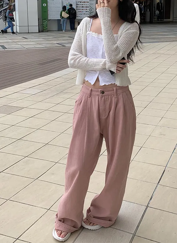 ツータックワイドパンツ(ピンク) | レディースファッション通販 - DHOLIC 