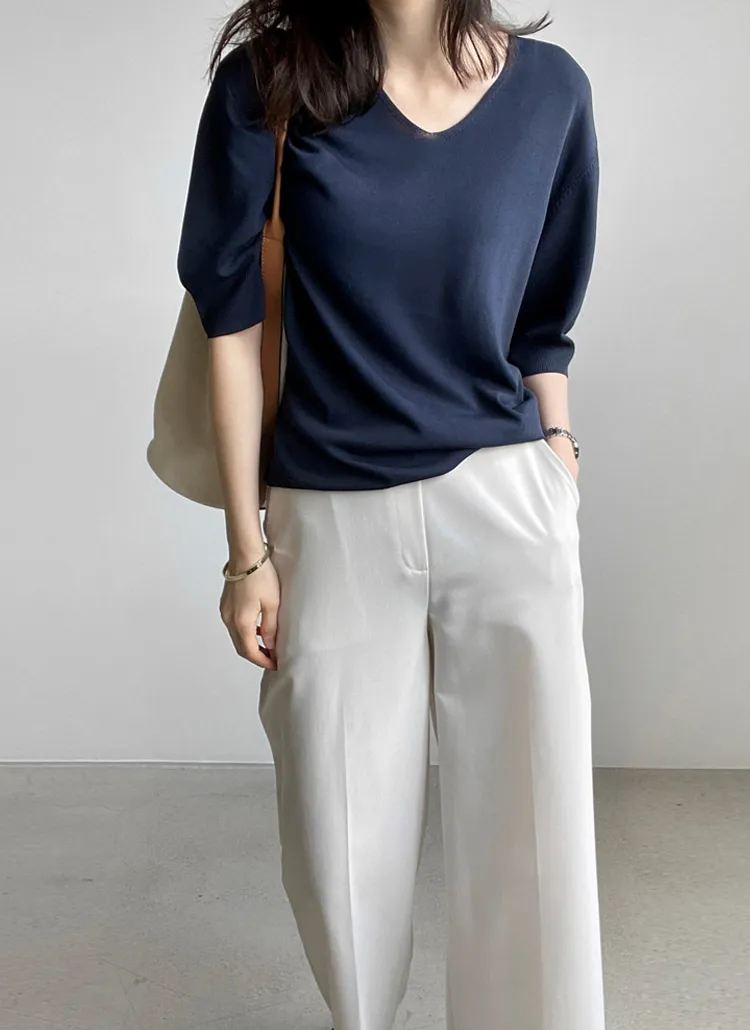 Vネックサマーニット | レディースファッション通販 - DHOLIC 