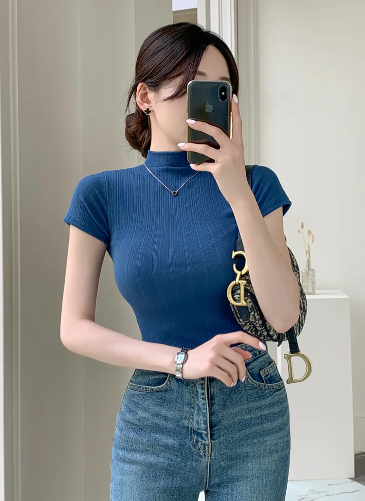 ハーフネックスリム半袖Tシャツ | highclassic | 詳細画像1