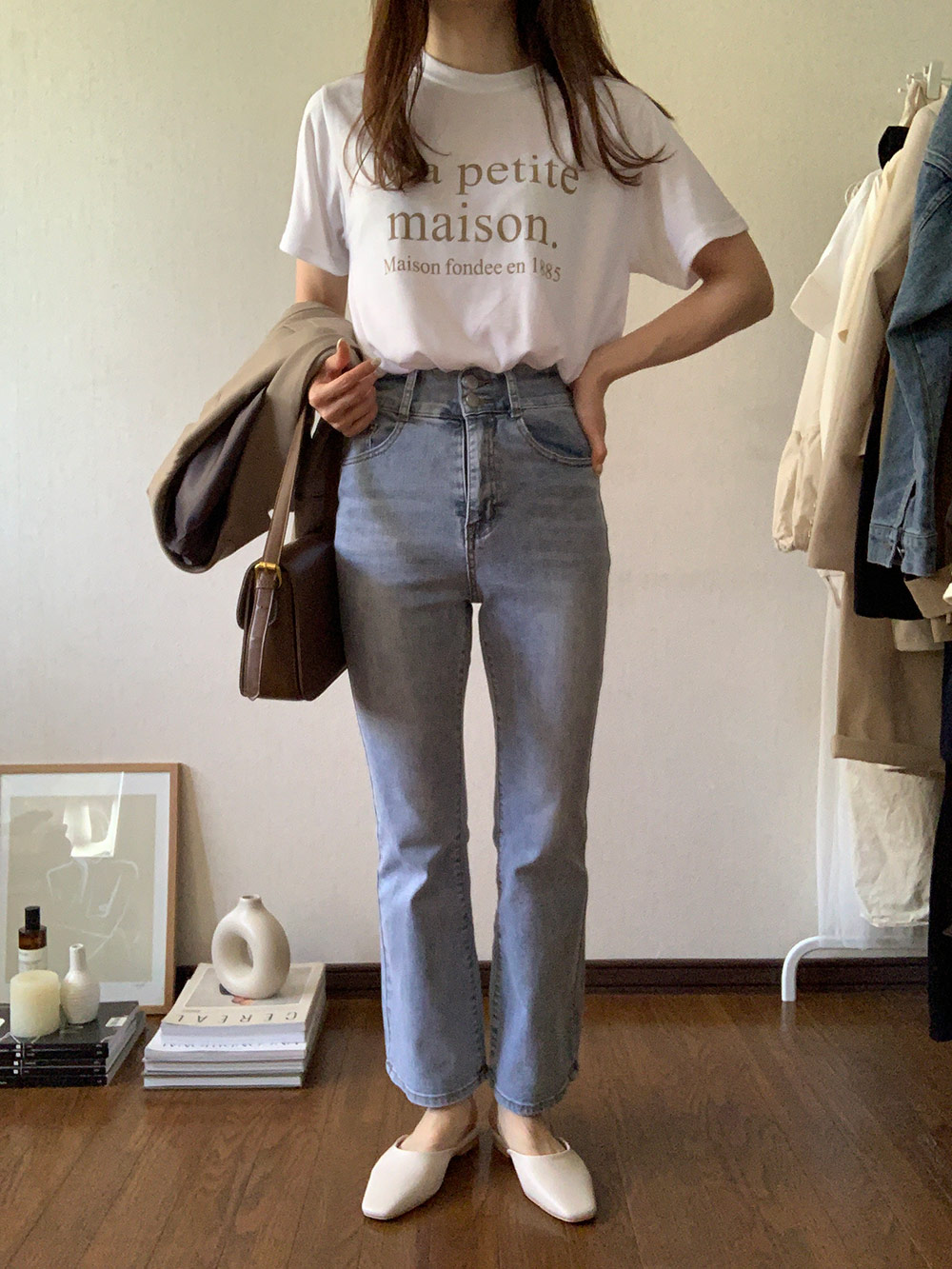 GDN ハイウエストブーツカットデニムパンツ デニムブーツカットパンツ レディース ジーンズ デニムパンツ