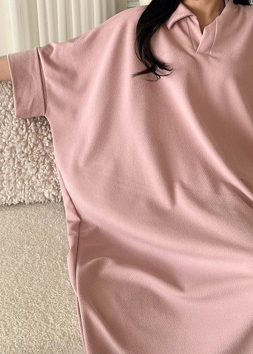カラーロールアップ半袖ロングワンピース | ALL FIT CLOSET | 詳細画像1