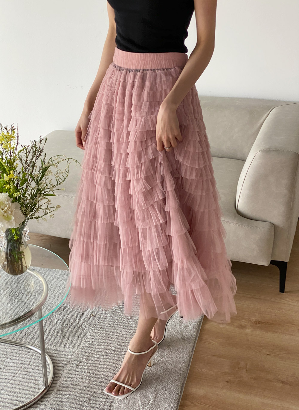 ★セール♪★BCBGMAXAZRIA ティアードチュールフリルスカート★ GIZ23S071-a01.jpg