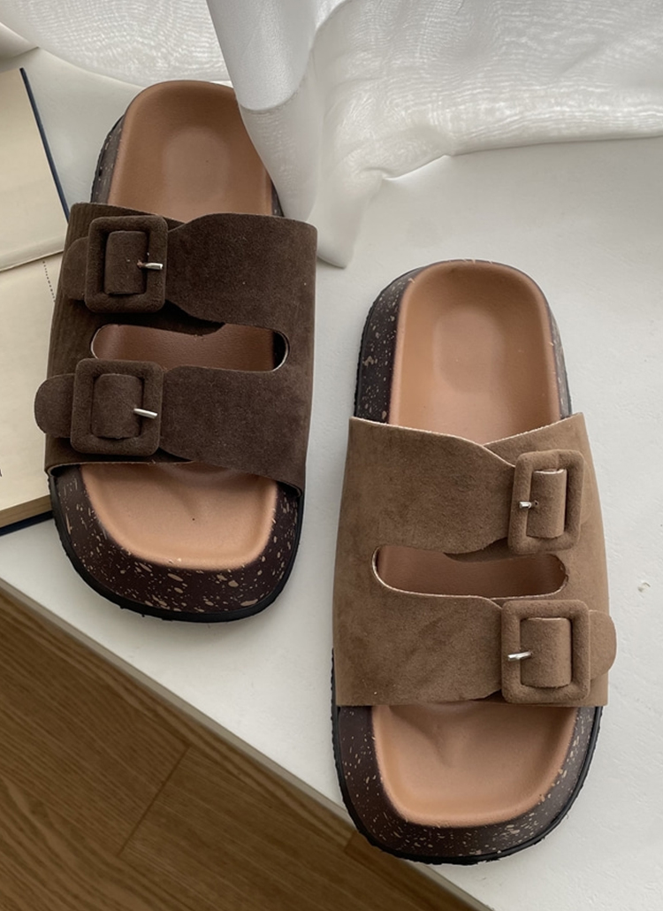 バックストラップフェイクスエードサンダル | レディースファッション