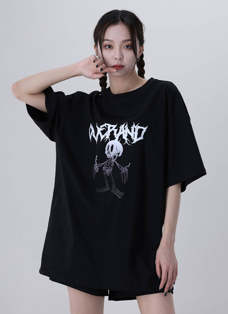 ガイコツプリント半袖Tシャツ | レディースファッション通販 - DHOLIC