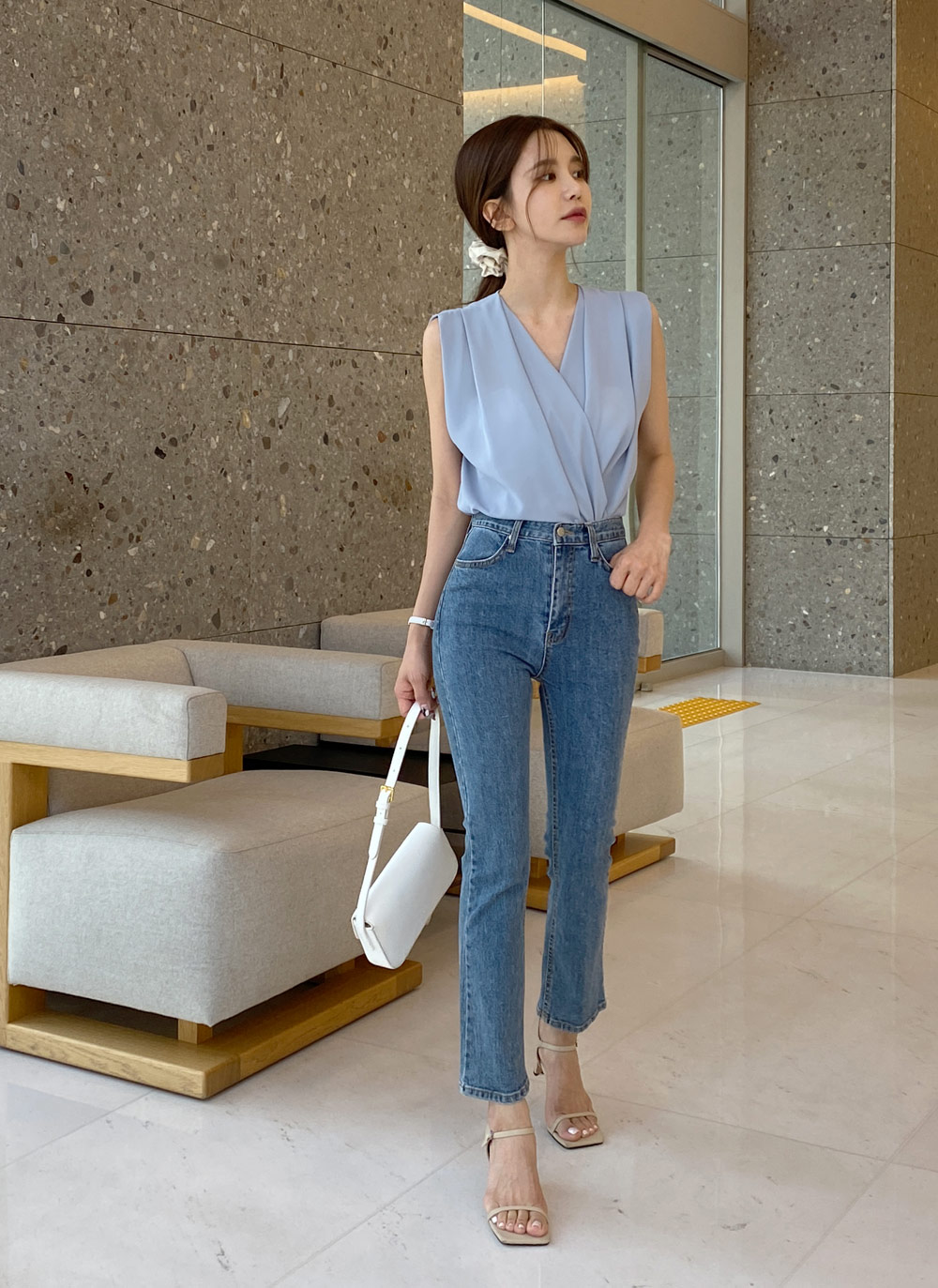 タダシコレクション ノースリーブカシュクールフレアワンピース