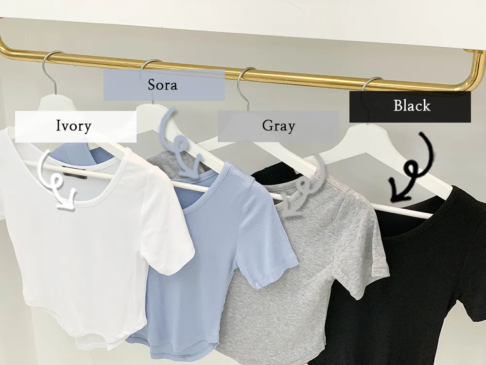Uネックスリム半袖Tシャツ | audreybubble | 詳細画像3