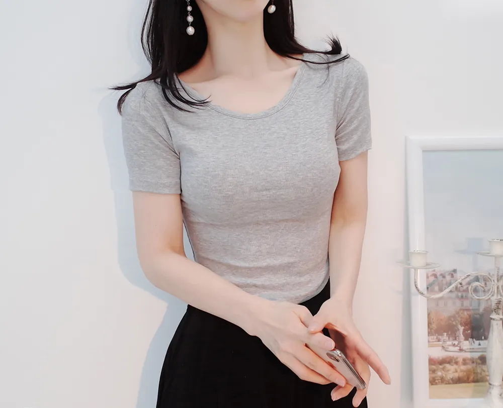 Uネックスリム半袖Tシャツ | audreybubble | 詳細画像7