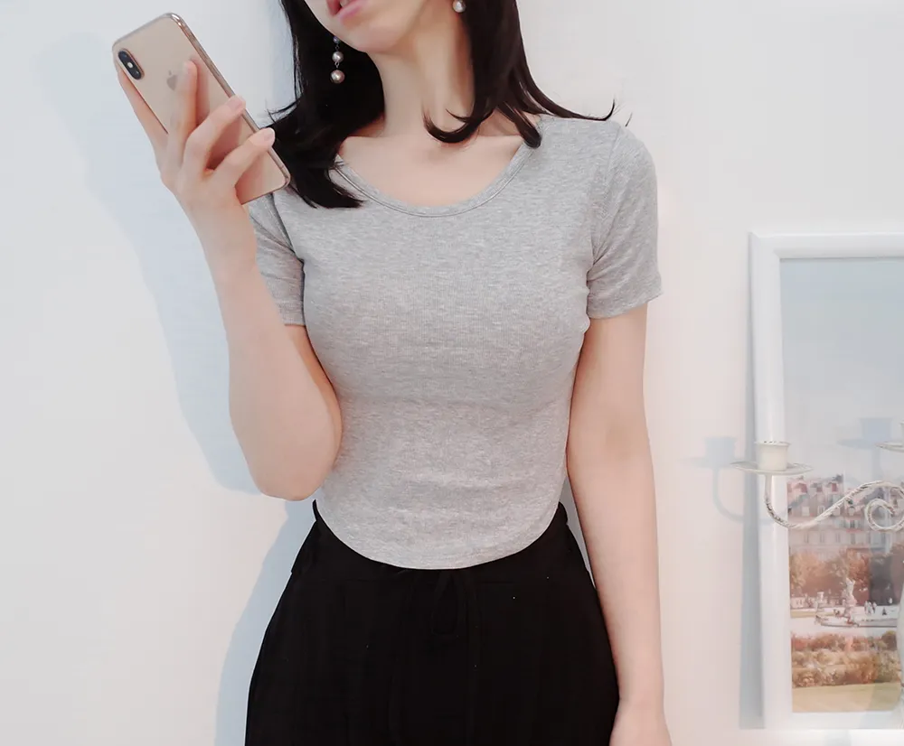 Uネックスリム半袖Tシャツ | audreybubble | 詳細画像9