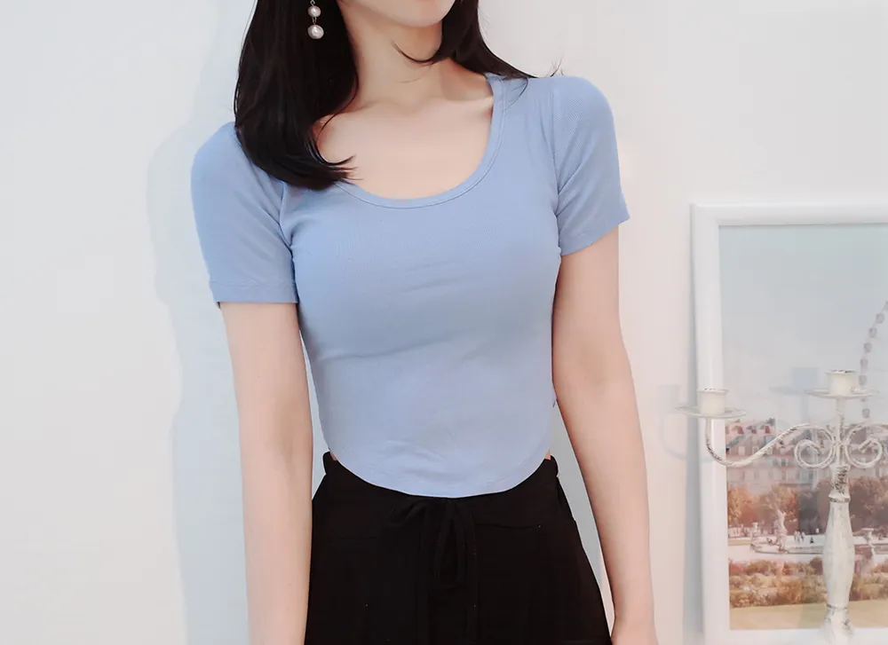 Uネックスリム半袖Tシャツ | audreybubble | 詳細画像12