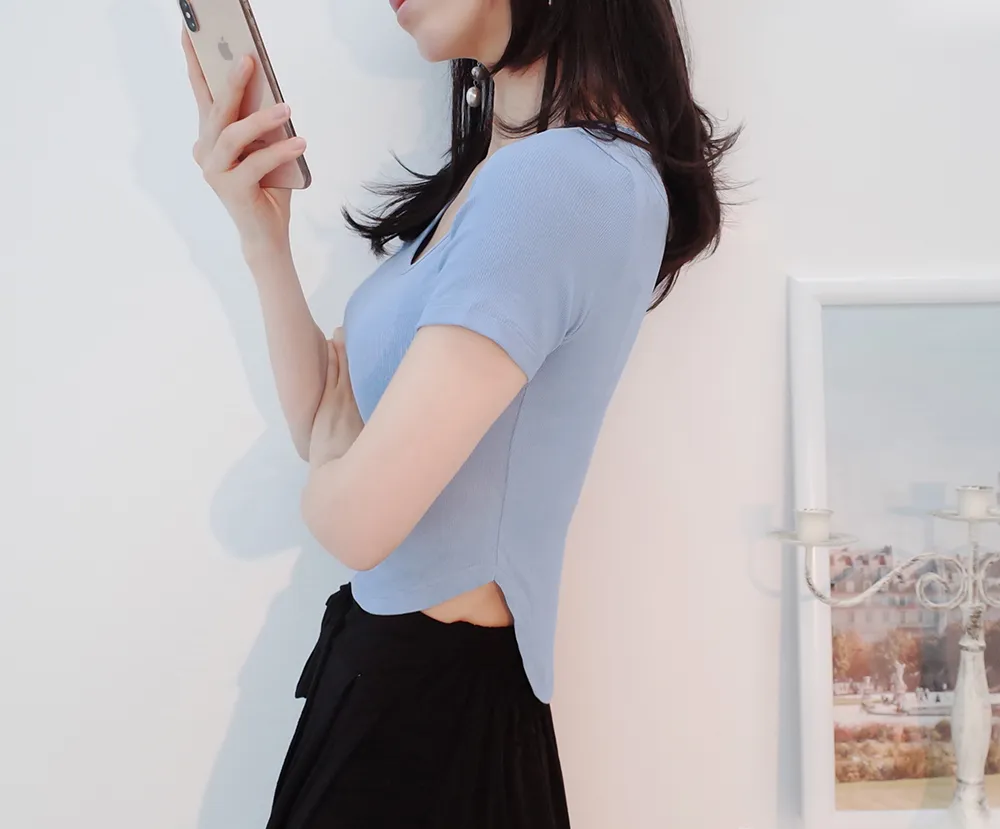 Uネックスリム半袖Tシャツ | audreybubble | 詳細画像14