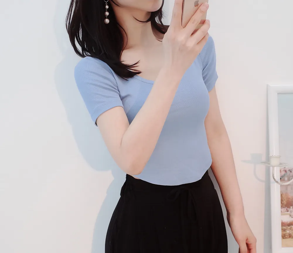 Uネックスリム半袖Tシャツ | audreybubble | 詳細画像15