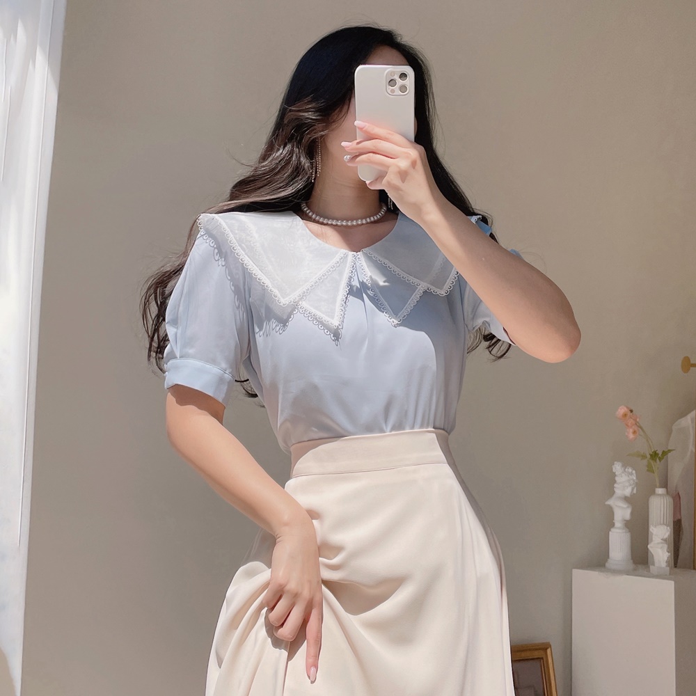 極美品 Chopova Lowena 20SS パフスリーブビックカラーブラウス