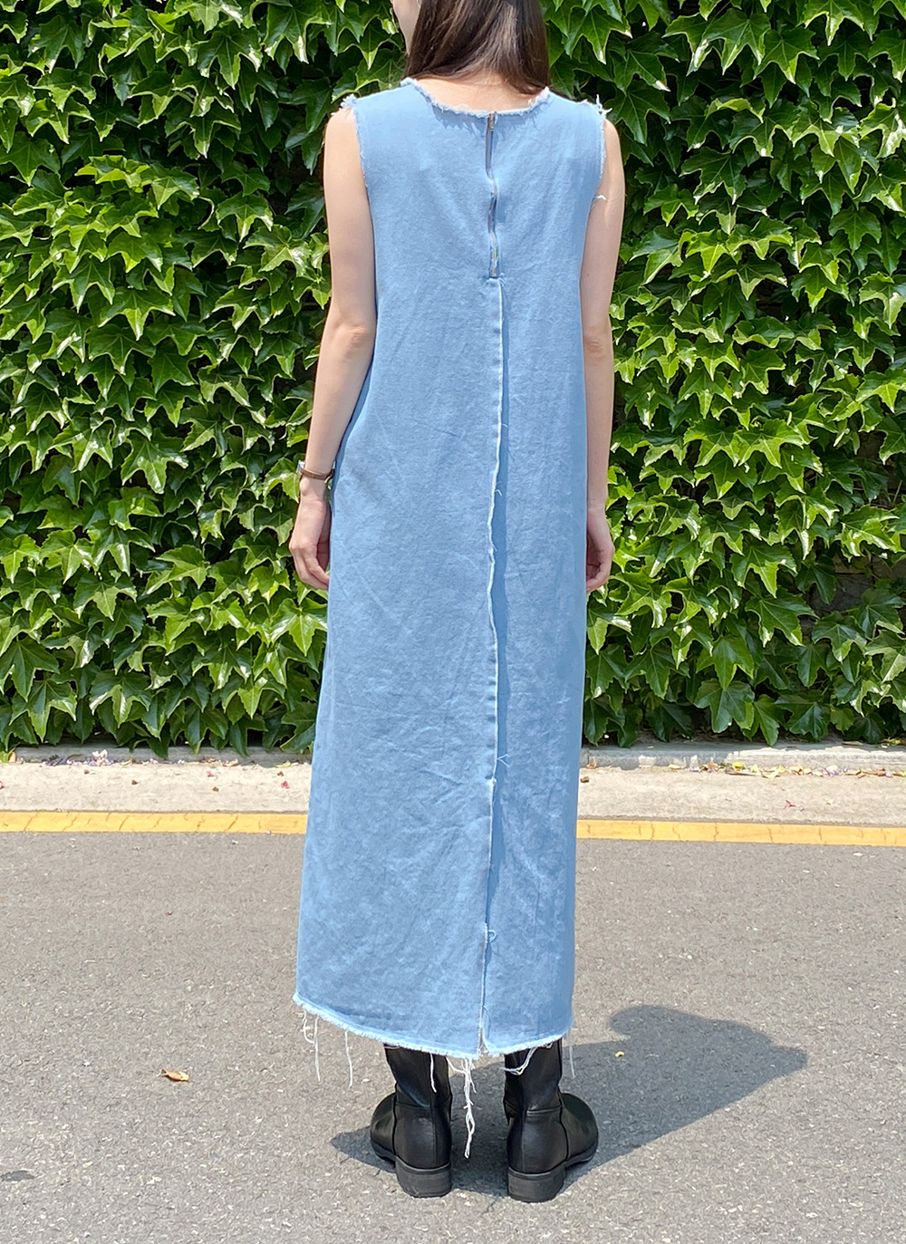 ★minagram★ レディア デニムノースリーブワンピース 水越みさとさんコラボ】デニムノースリーブワンピース