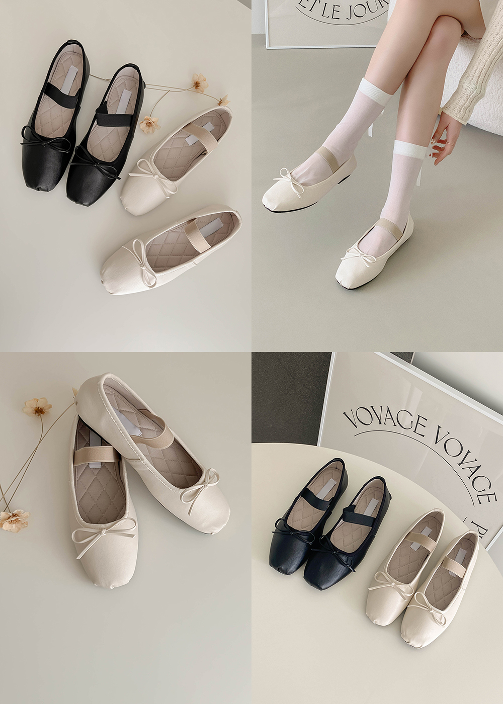 ◆Ganni◆リボン フェイクレザー バレエシューズ 送料込 ガニー24年秋冬バレエシューズ、並ぶアイレット×リボンスクエア