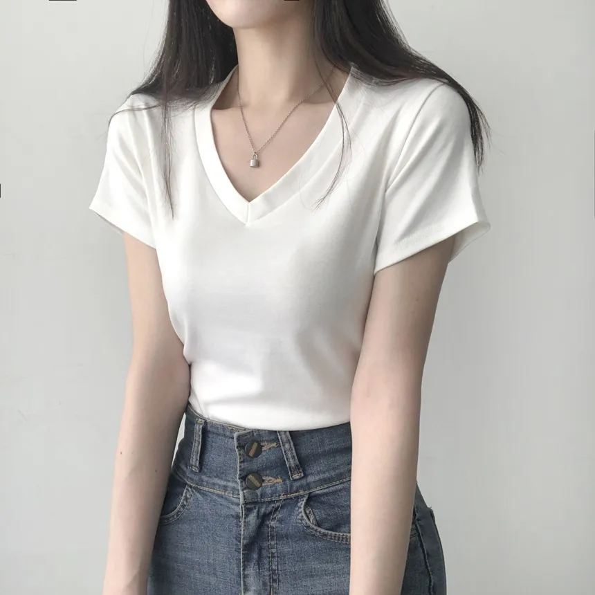 Vネック半袖Tシャツ | lilisense | 詳細画像1