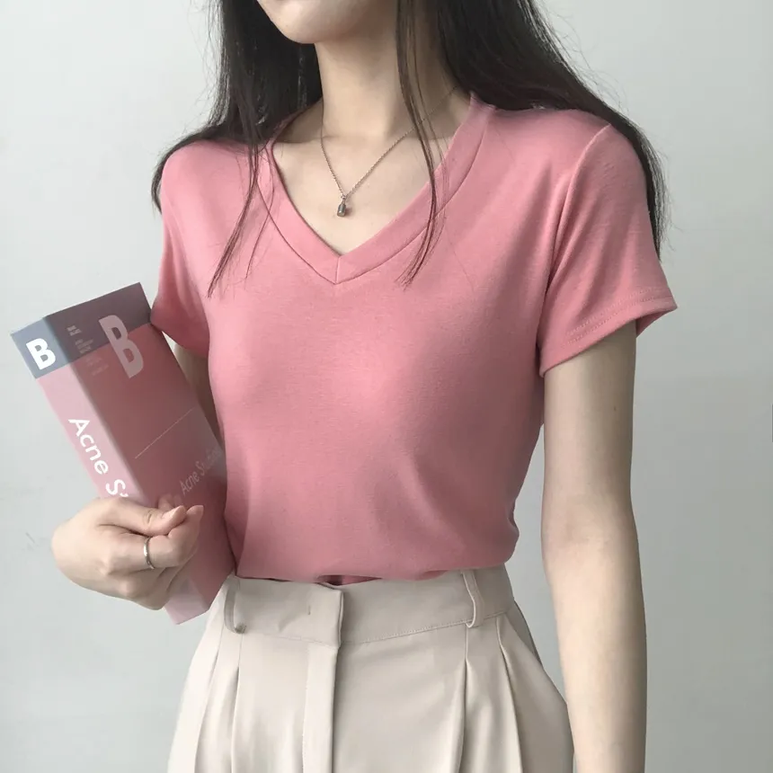 Vネック半袖Tシャツ | lilisense | 詳細画像23
