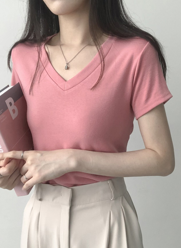 女性Vネック シャツ  YLHB004 Vネック半袖Tシャツ | レディースファッション通販 - DHOLIC