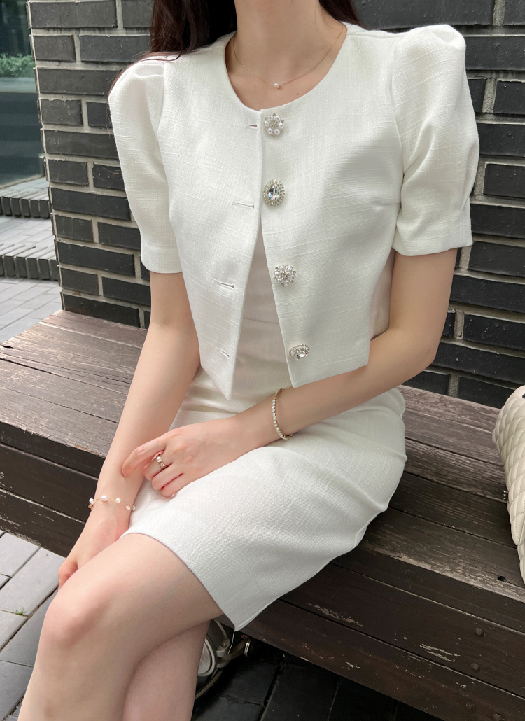 ビジューボタンツイードジャケット&ワンピSET | レディース