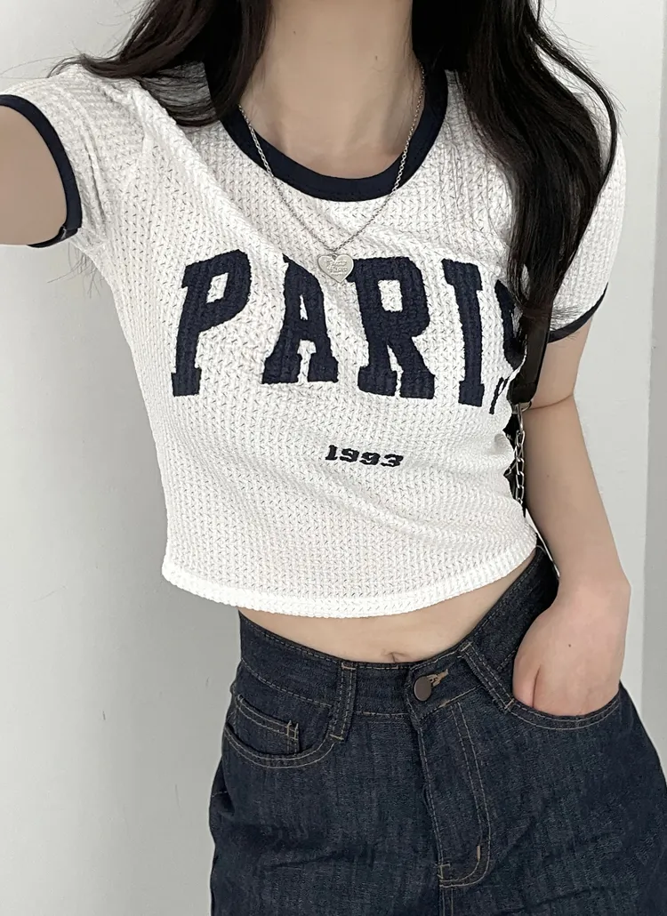 PARISワッフルクロップド半袖Tシャツ | hipping | 詳細画像1