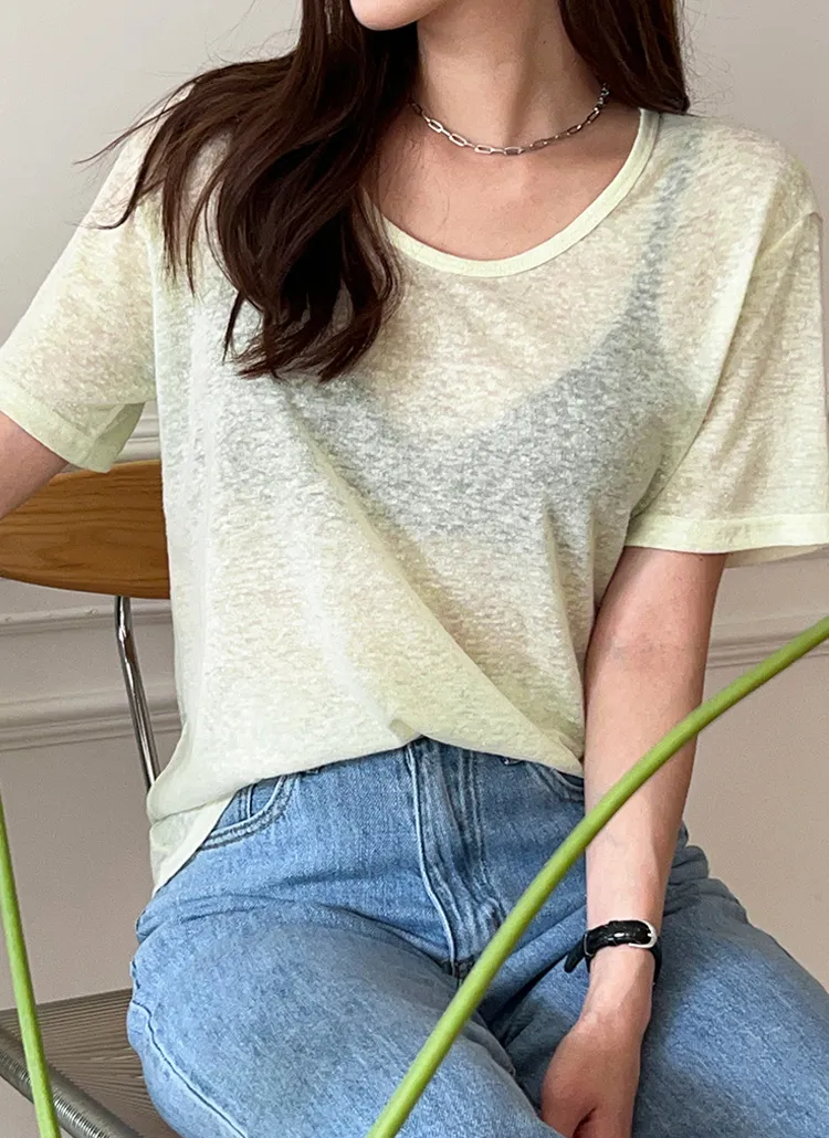 2TYPEリネン混半袖Tシャツ | chicfox | 詳細画像1