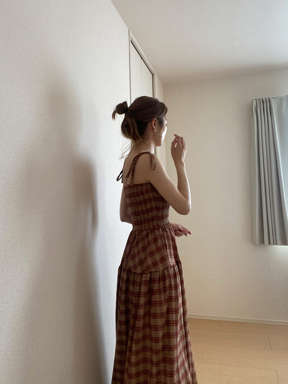holiday チェック柄キャミワンピース ロング丈 holiday チェック柄キャミワンピース ロング丈