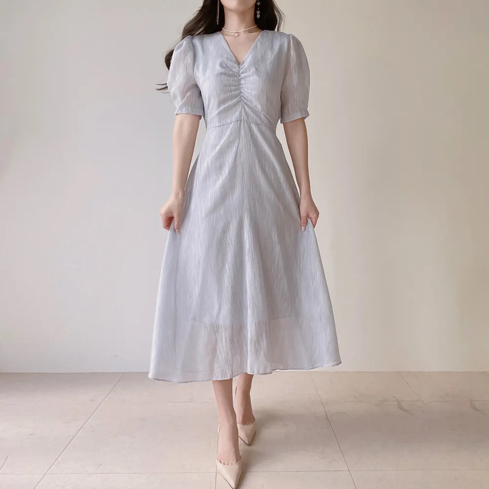 Vネックシャーリングシフォンパフワンピース | mirangmirang | 詳細画像7