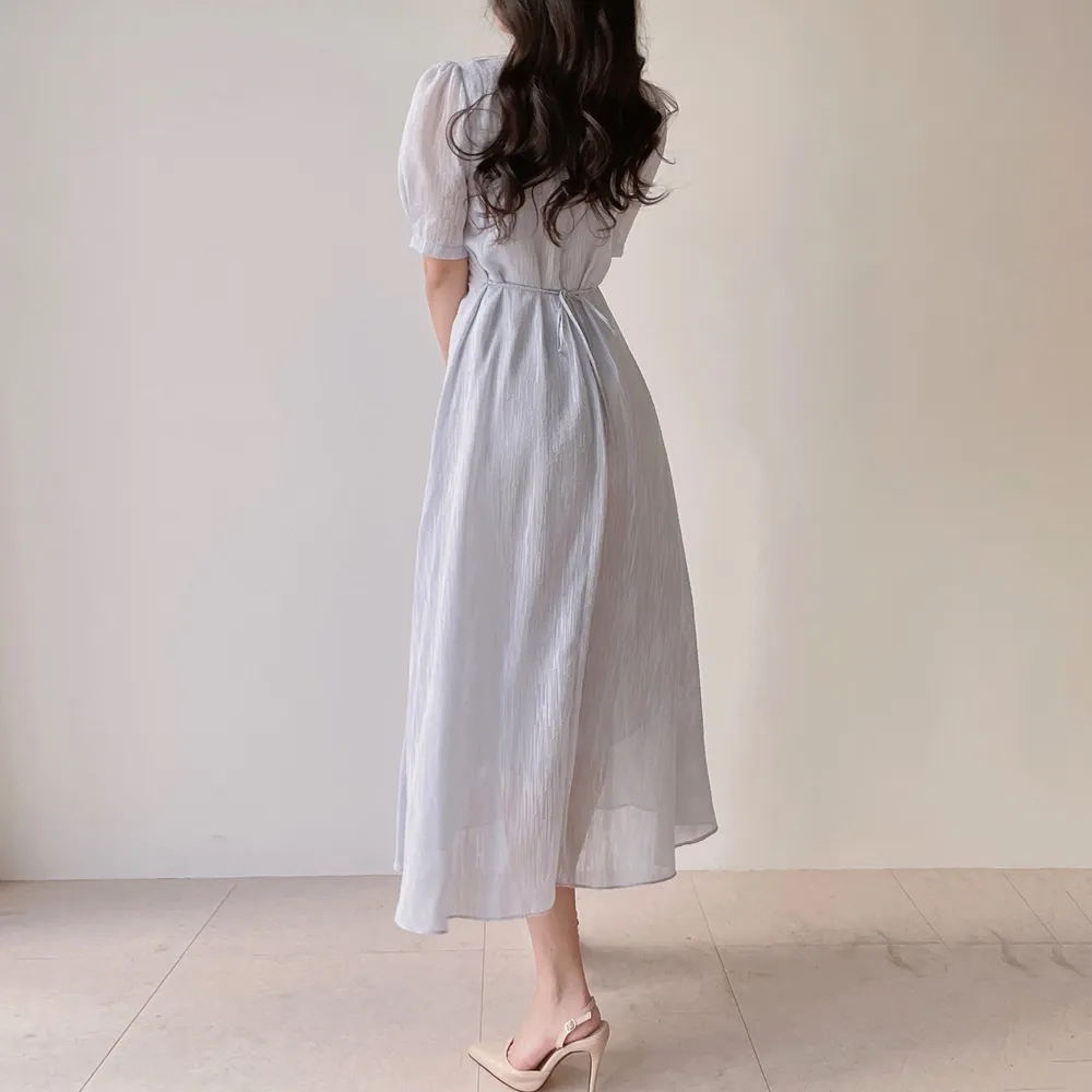 Vネックシャーリングシフォンパフワンピース | mirangmirang | 詳細画像8