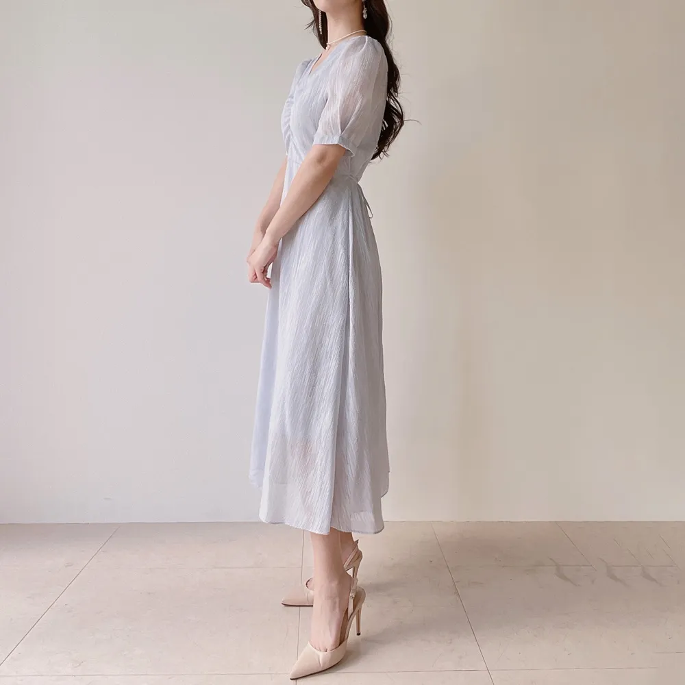 Vネックシャーリングシフォンパフワンピース | mirangmirang | 詳細画像9