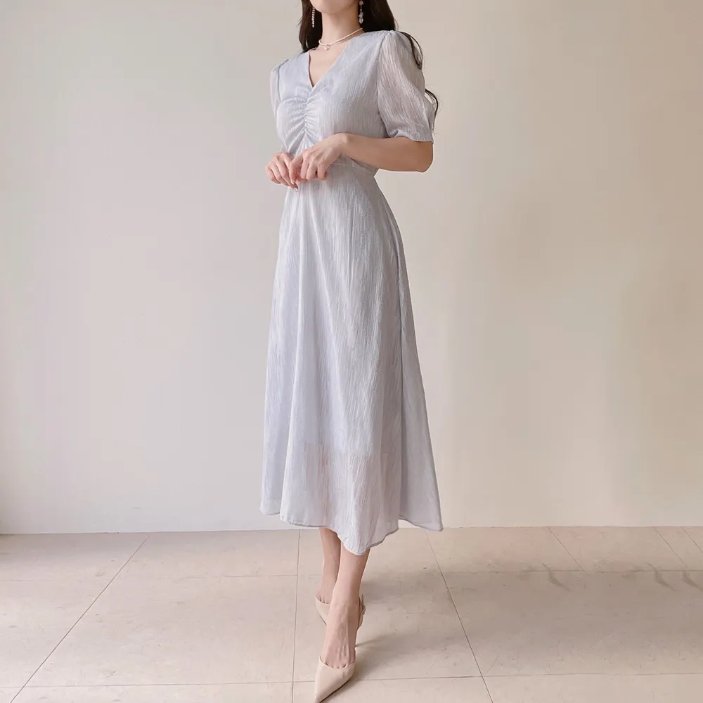 Vネックシャーリングシフォンパフワンピース | mirangmirang | 詳細画像10