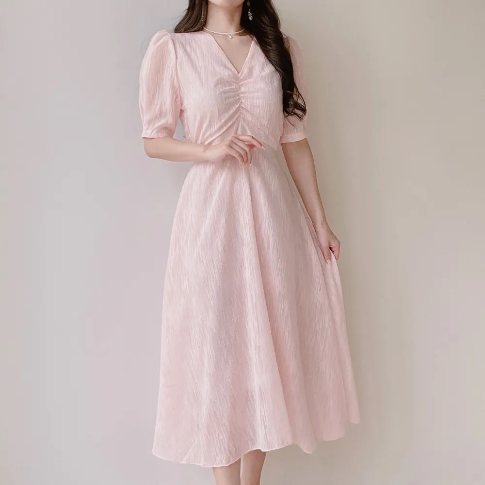 Vネックシャーリングシフォンパフワンピース | mirangmirang | 詳細画像16
