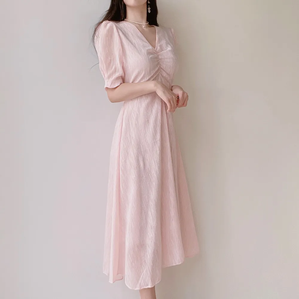 Vネックシャーリングシフォンパフワンピース | mirangmirang | 詳細画像20