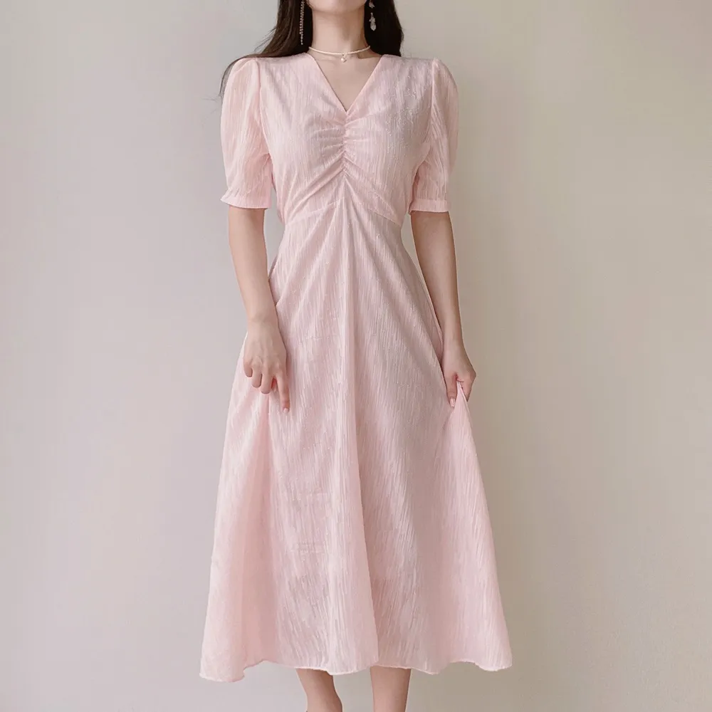 Vネックシャーリングシフォンパフワンピース | mirangmirang | 詳細画像21