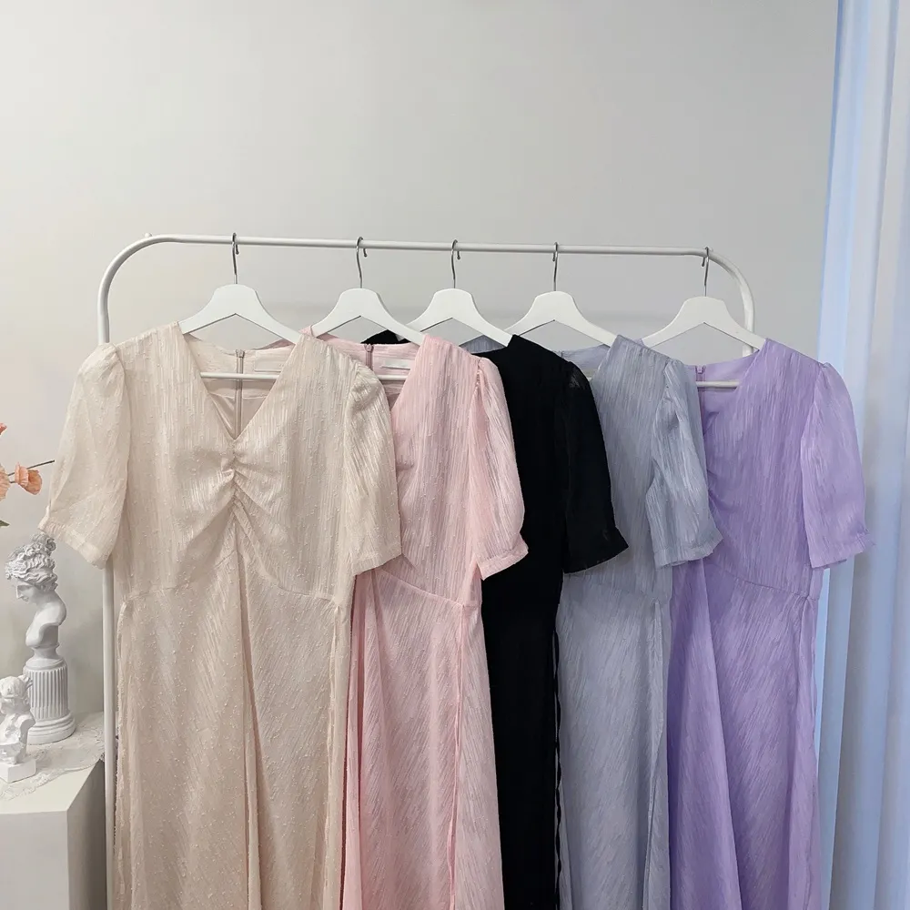 Vネックシャーリングシフォンパフワンピース | mirangmirang | 詳細画像27