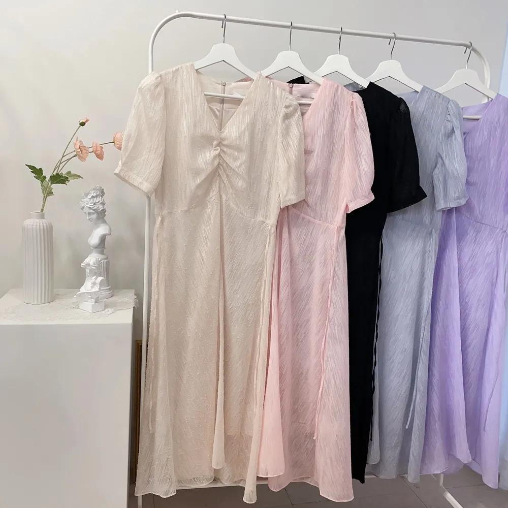 Vネックシャーリングシフォンパフワンピース | mirangmirang | 詳細画像28