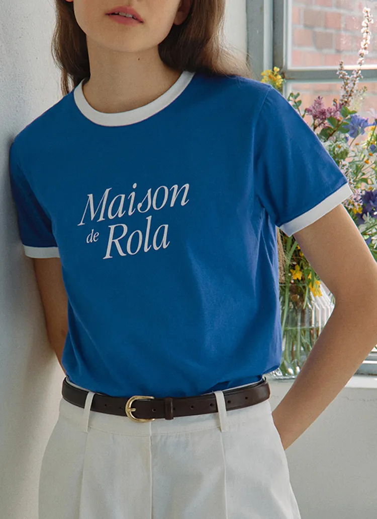 ROLA配色Tシャツ(ブルー) | rolarola | 詳細画像1