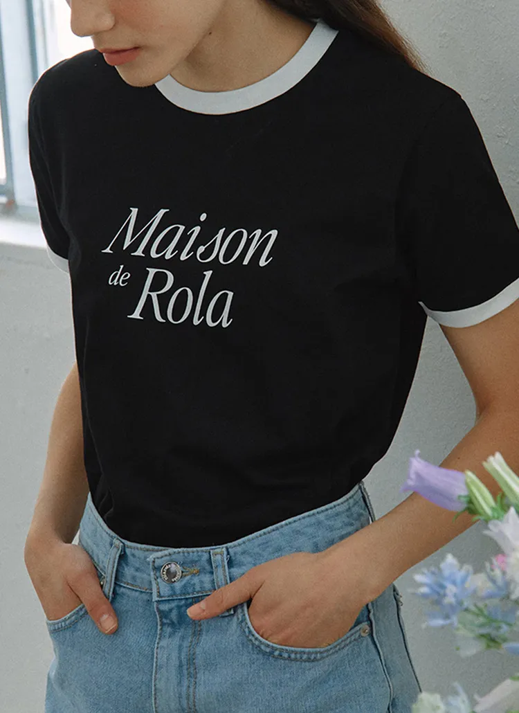 ROLA配色Tシャツ(ブラック) | rolarola | 詳細画像1