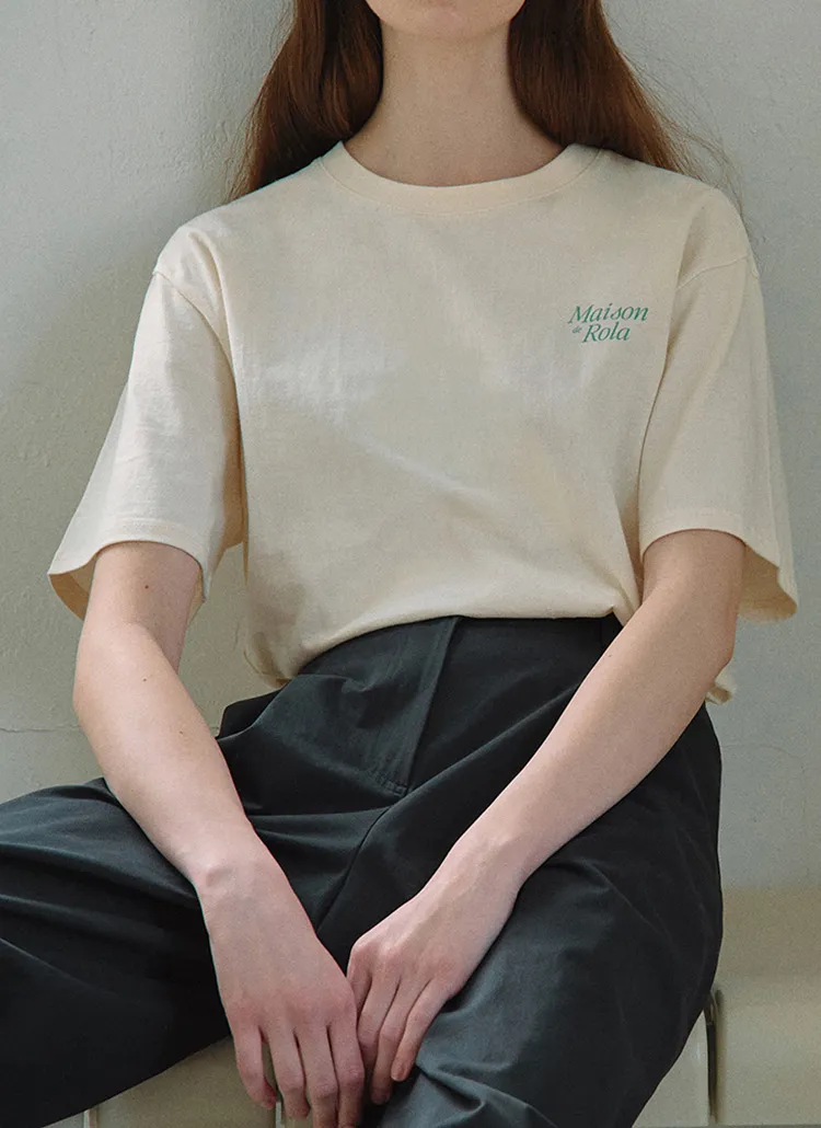 バックレタリングロゴ半袖Tシャツ(アイボリー) | rolarola | 詳細画像1