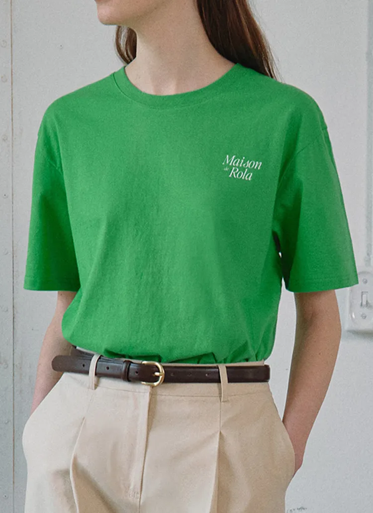 バックレタリングロゴ半袖Tシャツ(グリーン) | rolarola | 詳細画像1