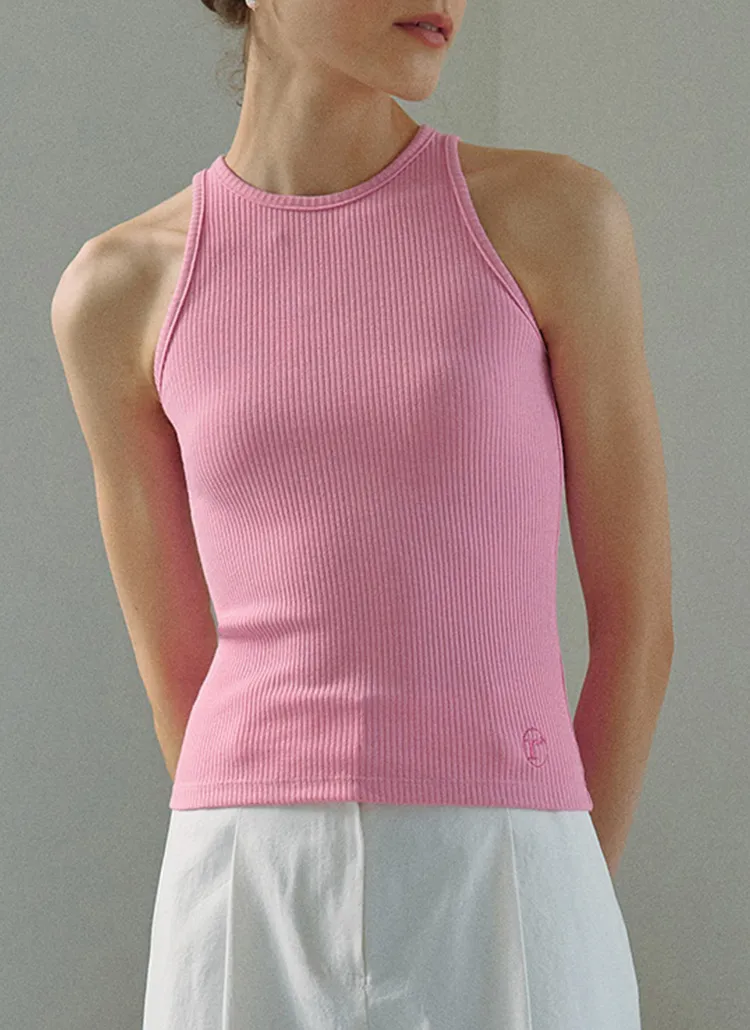 ホルターネックミニロゴタンクトップ(ピンク) | レディース  