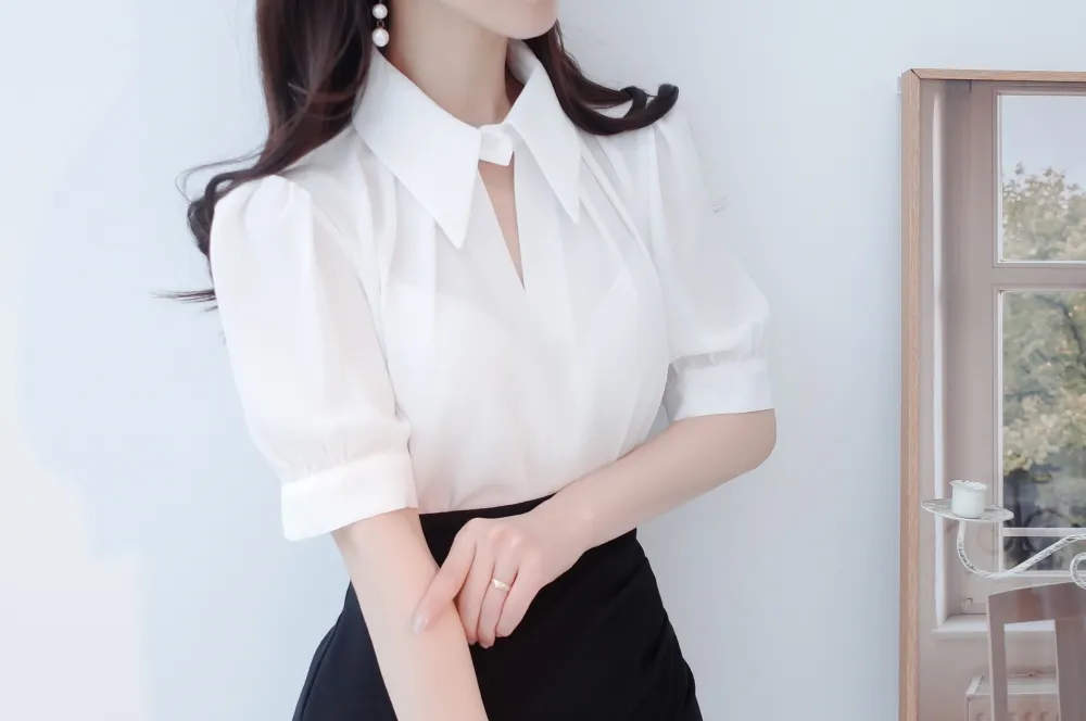 パフスリーブシフォンブラウス | audreybubble | 詳細画像14