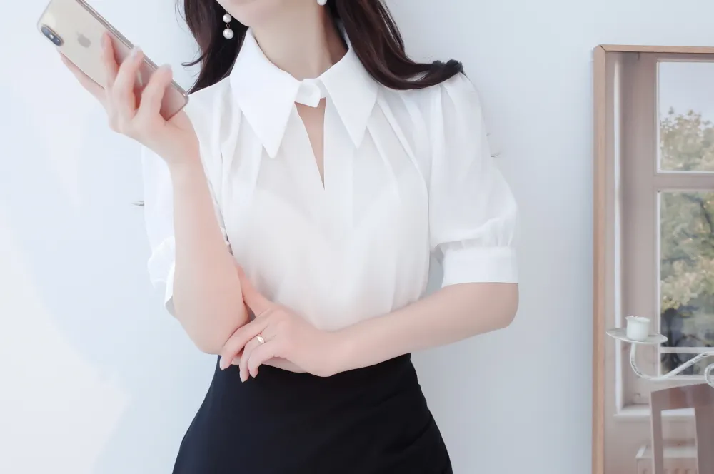 パフスリーブシフォンブラウス | audreybubble | 詳細画像15