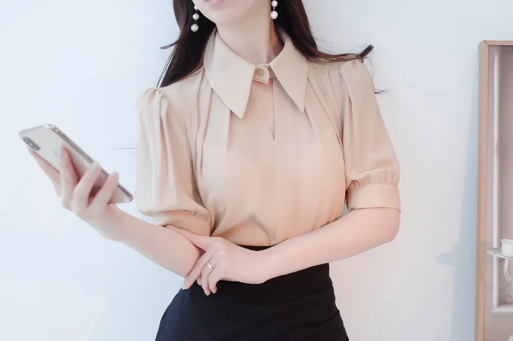 パフスリーブシフォンブラウス | audreybubble | 詳細画像18