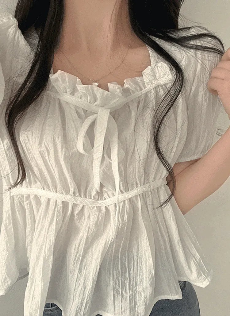 フリルストラップ半袖ブラウス | creamsugar | 詳細画像1