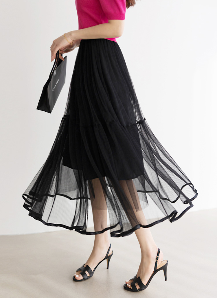 CHANEL プリーツ・レーススカート GU(ジーユー)の「チュールレース