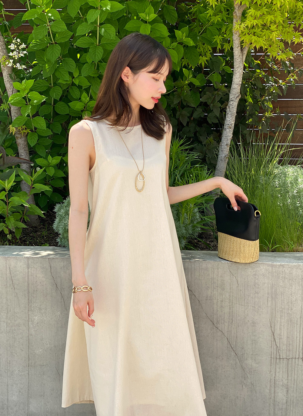 リネン混ノースリワンピース | レディースファッション通販 - DHOLIC
